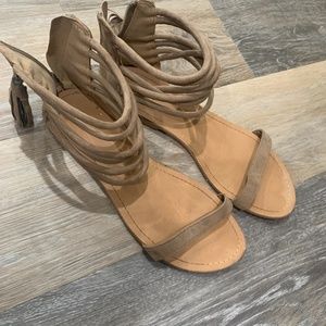 Nude tassel sandals